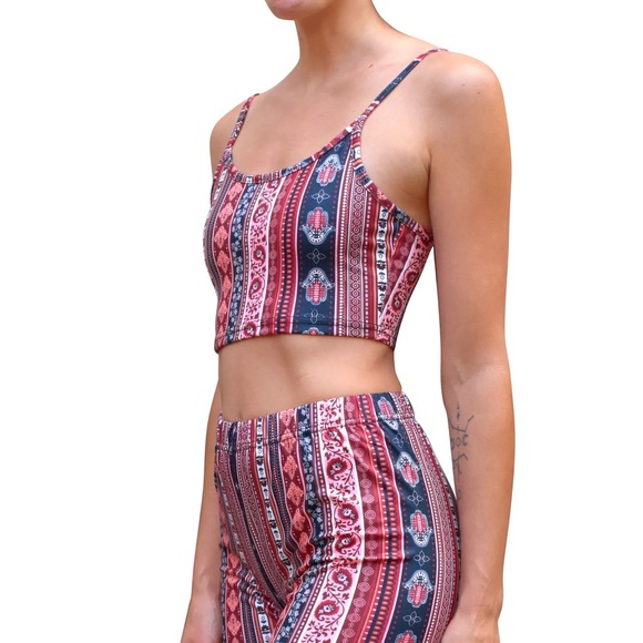 Bell bottom pants and crop cami top in Marsala paisley - Picture 4 of 7